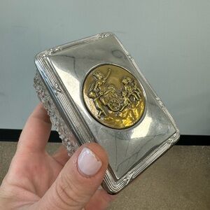 Vintage Cut Glass and Silver color Lid Box